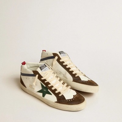 Golden Goose Mid Star Sneaker With Green Leather Star And Blue Leather Flash Golden Goose Mid Star Sneaker With Green Leather Star And Blue Leather Flash