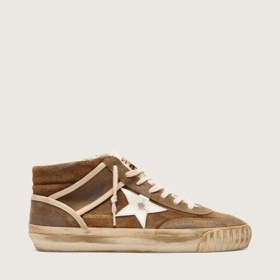 Golden Goose Mid Star Lab Sneaker In Rust-Colored Suede With White Leather Star Golden Goose Mid Star Lab Sneaker In Rust-Colored Suede With White Leather Star