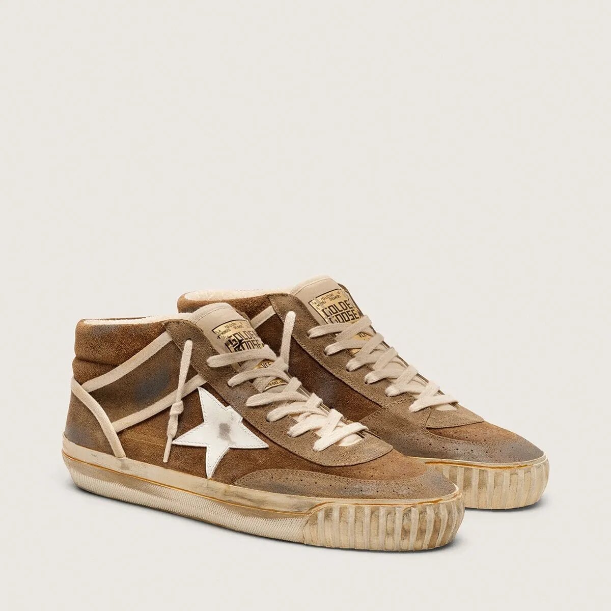 Golden Goose Mid Star Lab Sneaker In Rust-Colored Suede With White Leather Star Golden Goose Mid Star Lab Sneaker In Rust-Colored Suede With White Leather Star