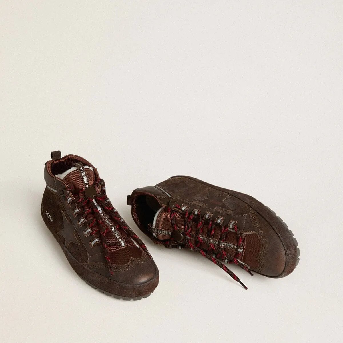 Golden Goose Mid Star Ski Sneaker In Brown Suede With Leather Star And Suede Heel Tab Golden Goose Mid Star Ski Sneaker In Brown Suede With Leather Star And Suede Heel Tab