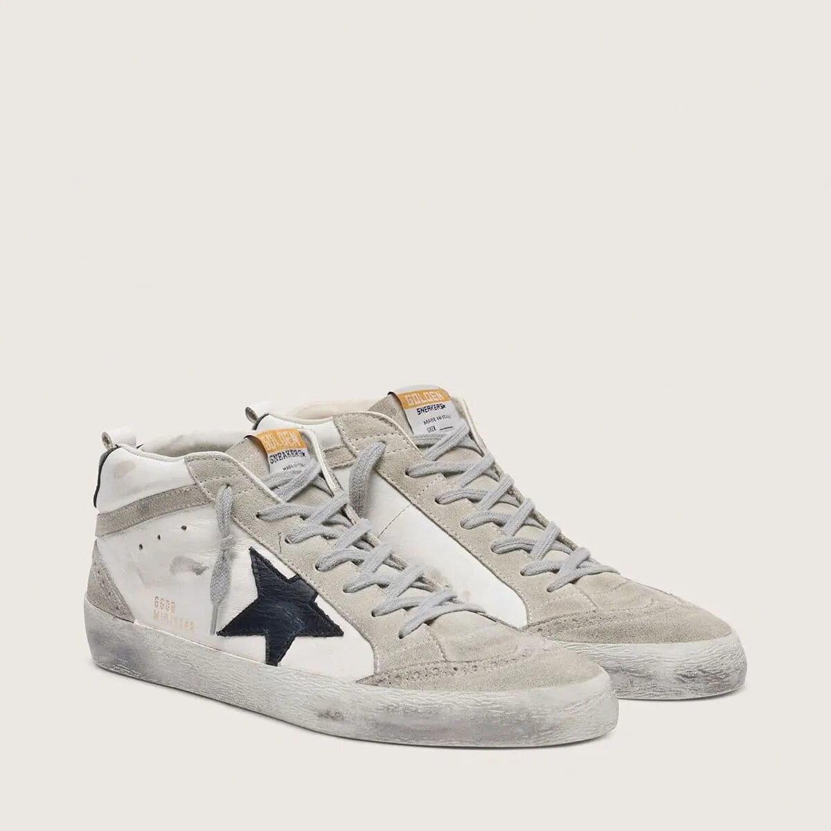 Golden Goose Mid Star Sneaker White With Black Star Golden Goose Mid Star Sneaker White With Black Star
