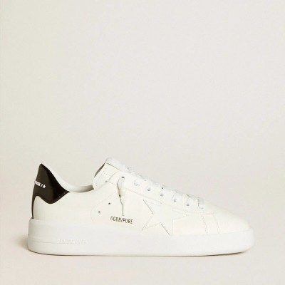 Golden Goose Purestar Sneaker With Leather Star And Black Patent Leather Heel Tab