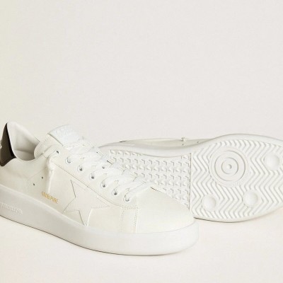 Golden Goose Purestar Sneaker With Leather Star And Black Patent Leather Heel Tab