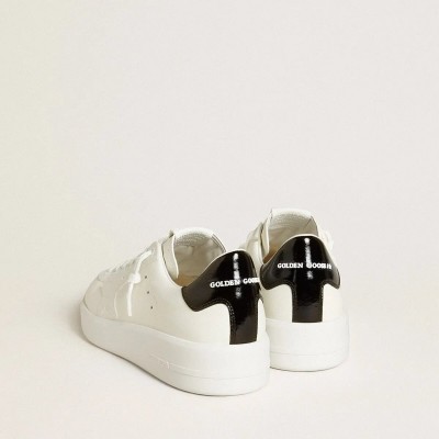 Golden Goose Purestar Sneaker With Leather Star And Black Patent Leather Heel Tab