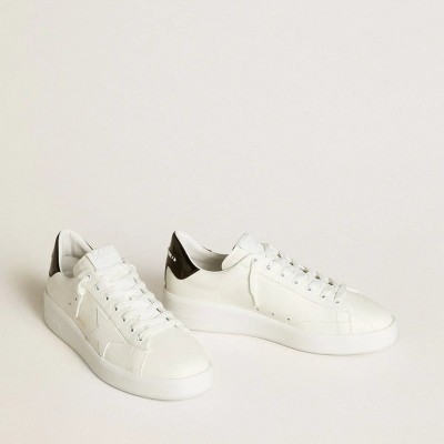 Golden Goose Purestar Sneaker With Leather Star And Black Patent Leather Heel Tab Golden Goose Purestar Sneaker With Leather Star And Black Patent Leather Heel Tab