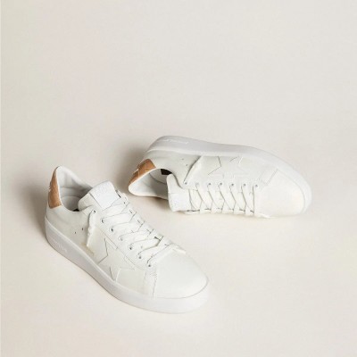 Golden Goose Purestar Sneaker With Leather Star And Croc-Print Leather Heel Tab Golden Goose Purestar Sneaker With Leather Star And Croc-Print Leather Heel Tab