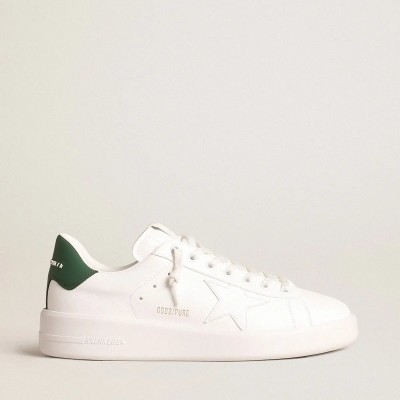 Golden Goose Purestar Sneaker With White Bio-Based Star And Mat Green Leather Heel Tab Golden Goose Purestar Sneaker With White Bio-Based Star And Mat Green Leather Heel Tab