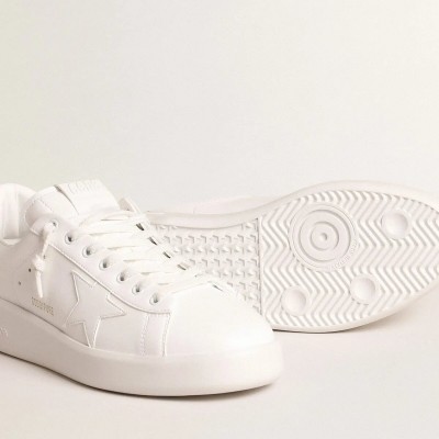 Golden Goose Purestar Sneaker With White Bio-Based Star And Mat Green Leather Heel Tab Golden Goose Purestar Sneaker With White Bio-Based Star And Mat Green Leather Heel Tab