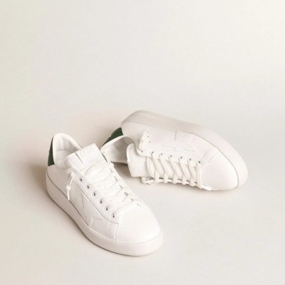 Golden Goose Purestar Sneaker With White Bio-Based Star And Mat Green Leather Heel Tab Golden Goose Purestar Sneaker With White Bio-Based Star And Mat Green Leather Heel Tab