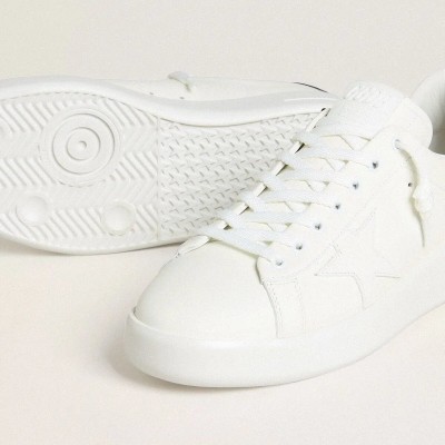 Golden Goose Purestar Sneaker With White Leather Star And Burgundy Croc-Print Leather Heel Tab Golden Goose Purestar Sneaker With White Leather Star And Burgundy Croc-Print Leather Heel Tab