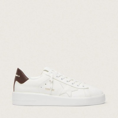Golden Goose Purestar Sneaker With White Star And Burgundy Lizard-Print Heel Tab Golden Goose Purestar Sneaker With White Star And Burgundy Lizard-Print Heel Tab