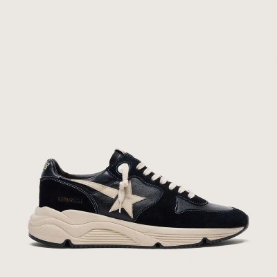 Golden Goose Running Sole Sneaker In Black Nappa Leather And Suede With A White Star Golden Goose Running Sole Sneaker In Black Nappa Leather And Suede With A White Star