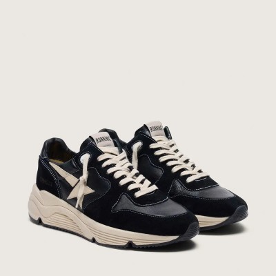 Golden Goose Running Sole Sneaker In Black Nappa Leather And Suede With A White Star Golden Goose Running Sole Sneaker In Black Nappa Leather And Suede With A White Star