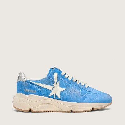 Golden Goose Running Sole Sneaker In Bright Blue Suede With White Star Golden Goose Running Sole Sneaker In Bright Blue Suede With White Star