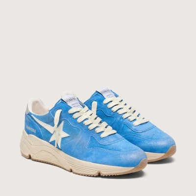Golden Goose Running Sole Sneaker In Bright Blue Suede With White Star Golden Goose Running Sole Sneaker In Bright Blue Suede With White Star