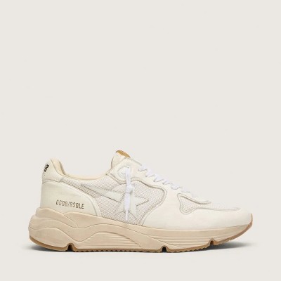 Golden Goose Running Sole Sneaker In Mesh And White Nappa Golden Goose Running Sole Sneaker In Mesh And White Nappa