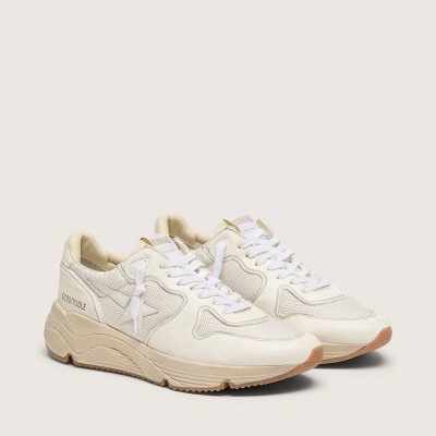 Golden Goose Running Sole Sneaker In Mesh And White Nappa Golden Goose Running Sole Sneaker In Mesh And White Nappa