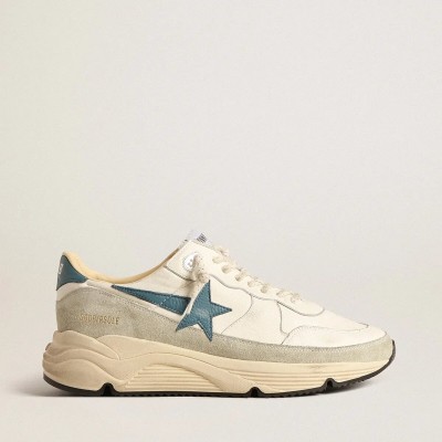 Golden Goose Running Sole Sneaker In Nappa With Blue Leather Star And Suede Insert Golden Goose Running Sole Sneaker In Nappa With Blue Leather Star And Suede Insert