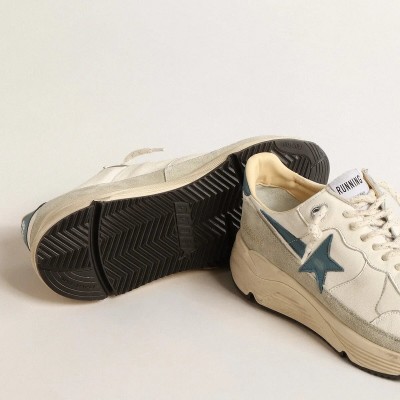 Golden Goose Running Sole Sneaker In Nappa With Blue Leather Star And Suede Insert Golden Goose Running Sole Sneaker In Nappa With Blue Leather Star And Suede Insert