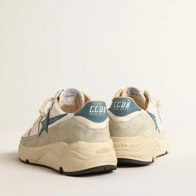 Golden Goose Running Sole Sneaker In Nappa With Blue Leather Star And Suede Insert Golden Goose Running Sole Sneaker In Nappa With Blue Leather Star And Suede Insert