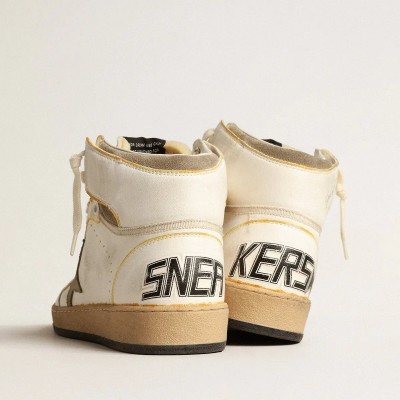 Golden Goose Sky-Star Sneaker In White Nappa Leather With Dove-Gray Suede Star Golden Goose Sky-Star Sneaker In White Nappa Leather With Dove-Gray Suede Star