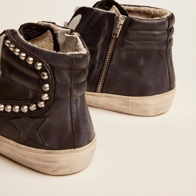 Golden Goose Slide Sneaker Black With Studs Golden Goose Slide Sneaker Black With Studs