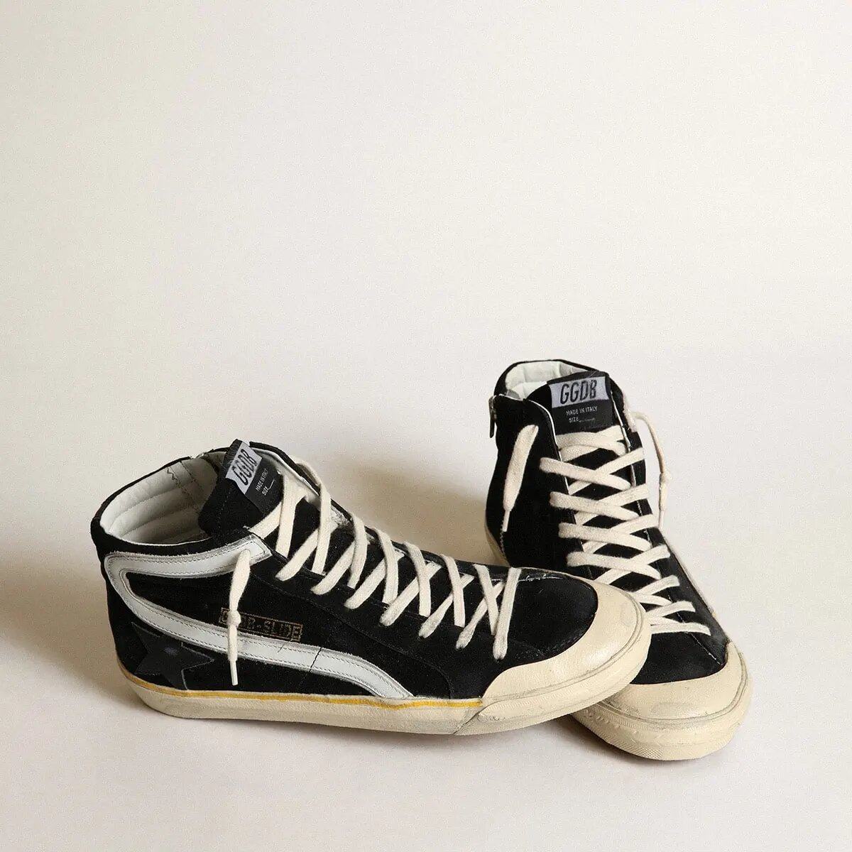 Golden Goose Slide Penstar Sneaker In Black Suede With Black Star And White Flash Golden Goose Slide Penstar Sneaker In Black Suede With Black Star And White Flash