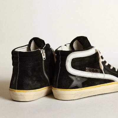 Golden Goose Slide Penstar Sneaker In Black Suede With Black Star And White Flash Golden Goose Slide Penstar Sneaker In Black Suede With Black Star And White Flash