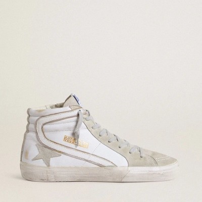 Golden Goose Slide Sneaker In Leather With Suede Details Golden Goose Slide Sneaker In Leather With Suede Details
