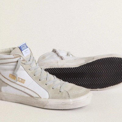Golden Goose Slide Sneaker In Leather With Suede Details Golden Goose Slide Sneaker In Leather With Suede Details