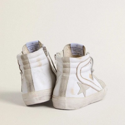Golden Goose Slide Sneaker In Leather With Suede Details Golden Goose Slide Sneaker In Leather With Suede Details