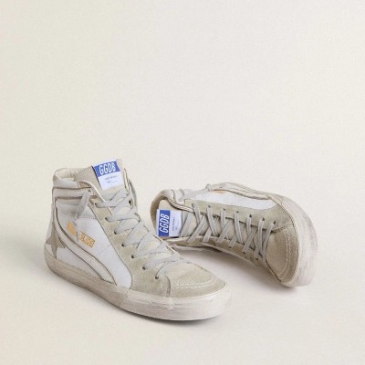 Golden Goose Slide Sneaker In Leather With Suede Details Golden Goose Slide Sneaker In Leather With Suede Details