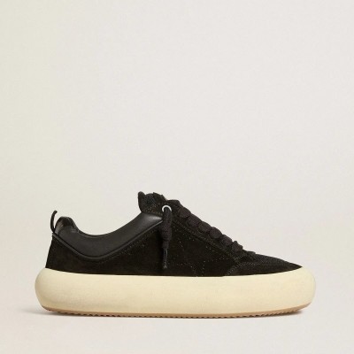 Golden Goose Space-Star Cube Sneaker In Black Suede With Perforated Star Golden Goose Space-Star Cube Sneaker In Black Suede With Perforated Star