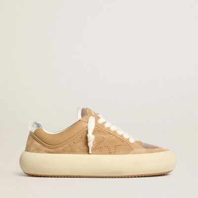 Golden Goose Space-Star Cube Sneaker In Tobacco Suede With Perforated Star Golden Goose Space-Star Cube Sneaker In Tobacco Suede With Perforated Star