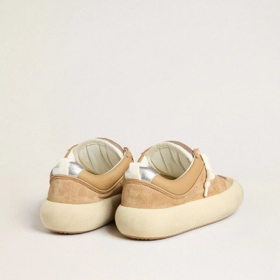 Golden Goose Space-Star Cube Sneaker In Tobacco Suede With Perforated Star Golden Goose Space-Star Cube Sneaker In Tobacco Suede With Perforated Star