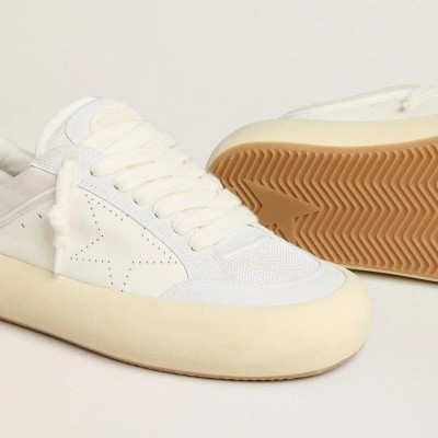 Golden Goose Space-Star Cube Sneaker In White Leather With Perforated Star Golden Goose Space-Star Cube Sneaker In White Leather With Perforated Star