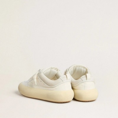 Golden Goose Space-Star Cube Sneaker In White Leather With Perforated Star Golden Goose Space-Star Cube Sneaker In White Leather With Perforated Star
