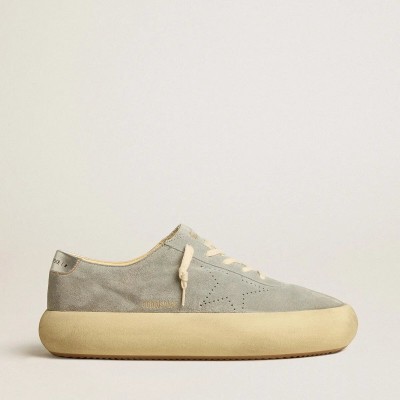Golden Goose Space-Star Sneaker In Ice-Gray Suede With Perforated Star Golden Goose Space-Star Sneaker In Ice-Gray Suede With Perforated Star