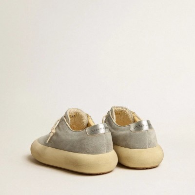 Golden Goose Space-Star Sneaker In Ice-Gray Suede With Perforated Star Golden Goose Space-Star Sneaker In Ice-Gray Suede With Perforated Star