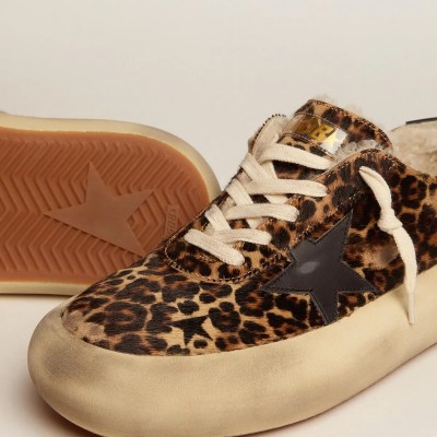 Golden Goose Space-Star Sneaker In Animal Print Pony Skin And Shearling Lining Golden Goose Space-Star Sneaker In Animal Print Pony Skin And Shearling Lining