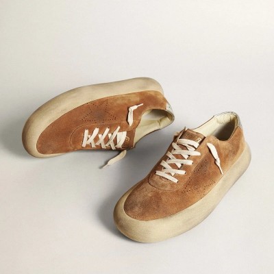 Golden Goose Space-Star Sneaker In Tobacco-Colored Suede