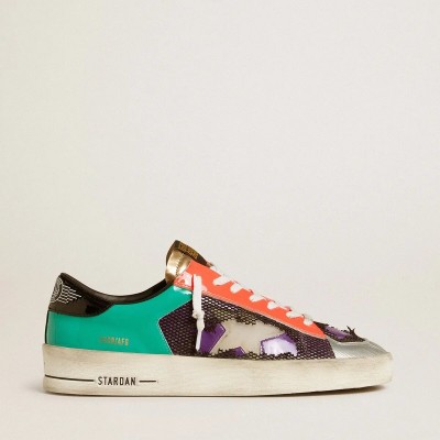 Golden Goose Stardan Lab Sneaker In Patent Leather And Mesh With Rubber Star Golden Goose Stardan Lab Sneaker In Patent Leather And Mesh With Rubber Star