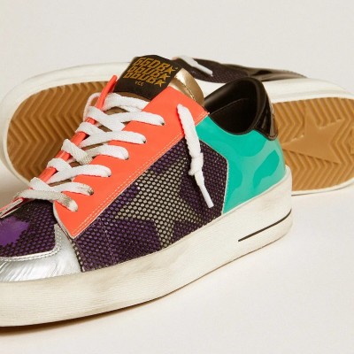Golden Goose Stardan Lab Sneaker In Patent Leather And Mesh With Rubber Star Golden Goose Stardan Lab Sneaker In Patent Leather And Mesh With Rubber Star