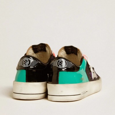 Golden Goose Stardan Lab Sneaker In Patent Leather And Mesh With Rubber Star Golden Goose Stardan Lab Sneaker In Patent Leather And Mesh With Rubber Star