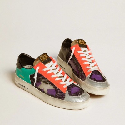 Golden Goose Stardan Lab Sneaker In Patent Leather And Mesh With Rubber Star Golden Goose Stardan Lab Sneaker In Patent Leather And Mesh With Rubber Star