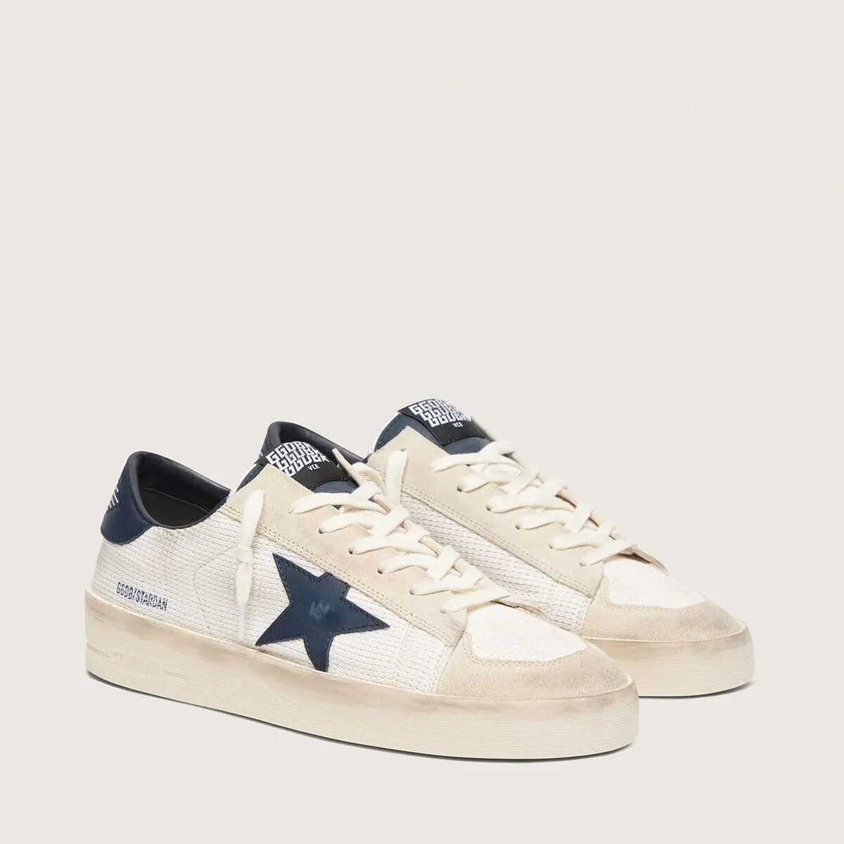 Golden Goose Stardan Sneaker In Beige Suede With Blue Star Golden Goose Stardan Sneaker In Beige Suede With Blue Star