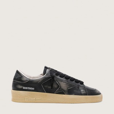 Golden Goose Stardan Sneaker In Black Leather With Black Leather Star And Heel Tab Golden Goose Stardan Sneaker In Black Leather With Black Leather Star And Heel Tab