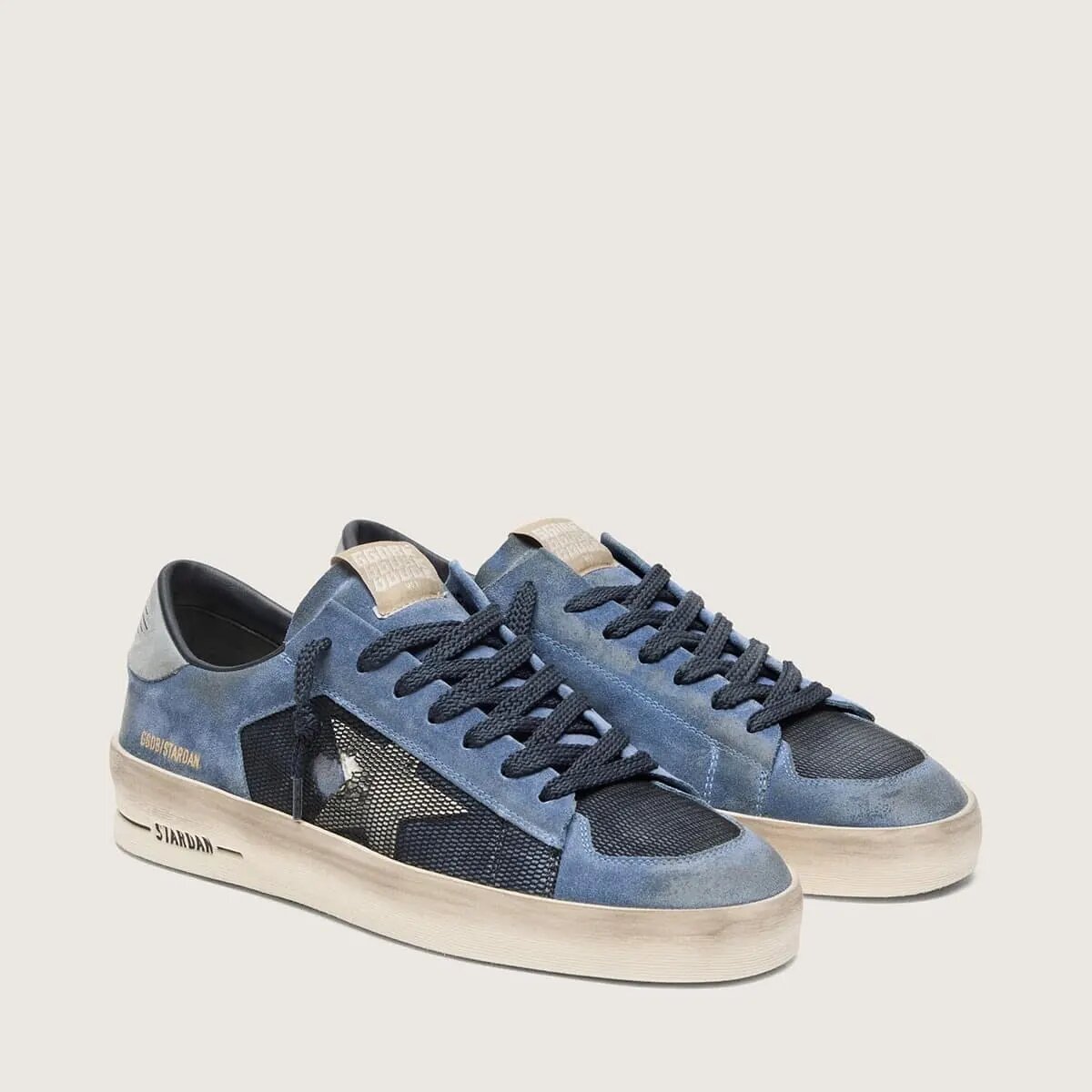 Golden Goose Stardan Sneaker In Blue Suede With White Star Golden Goose Stardan Sneaker In Blue Suede With White Star