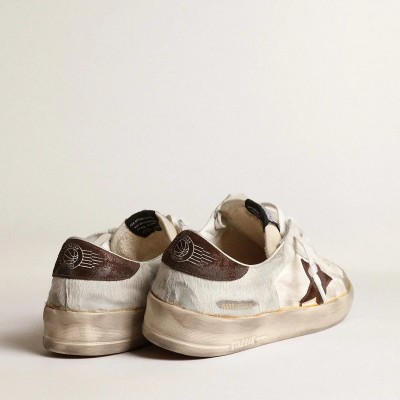 Golden Goose Stardan Sneaker In Nappa And Pony Skin With Brown Suede Star
