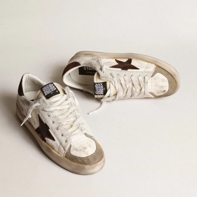 Golden Goose Stardan Sneaker In Nappa And Pony Skin With Brown Suede Star Golden Goose Stardan Sneaker In Nappa And Pony Skin With Brown Suede Star